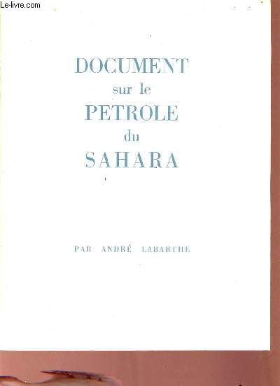 Document sur le ptrole du Sahara.