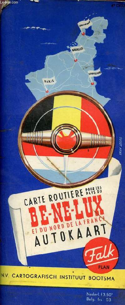 Carte routire pour les pays du Be-ne-lux et du nord de la France autokaart.