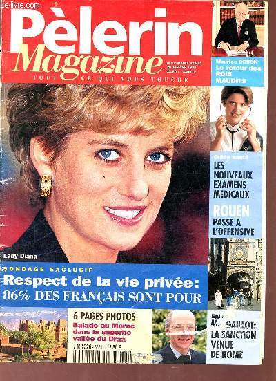 Plerin Magazine n5851 20 janvier 1995 - Maurice Druon le retour des rois maudits - les nouveaux examens mdicaux - Rouen passe a l'offensive - Eglise M.Gaillot la sanction venue de Rome - respect de la vie prive 86% des franais sont pour etc.