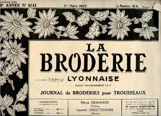 La Broderie Lyonnaise n1141 1er mars 1957 59e anne.