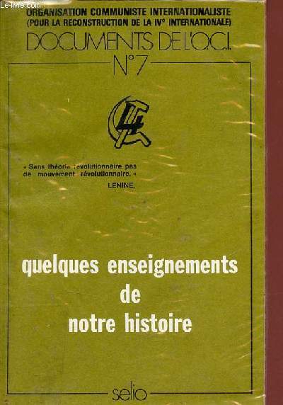 Documents de l'OCI n7 - Quelques enseignements de notre histoire.