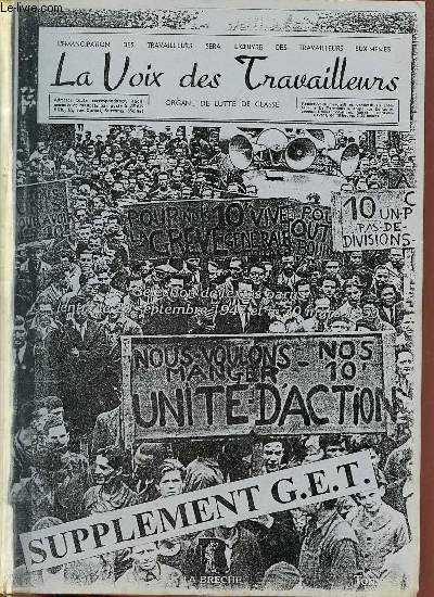 La Voix des Travailleurs slection de textes parus entre le 20 septembre 1947 et le 30 mars 1950 - Supplment G.E.T.