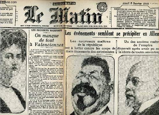 Le Matin n12732 lundi 6 janvier 1919 fac-simil 54 vol.2 - L'Allemagne a voulu supprimer la race franaise on propose de la condamner  payer pour le dveloppement de notre natalit - la grande-duchesse de Luxembourg est devenue indsirable etc.