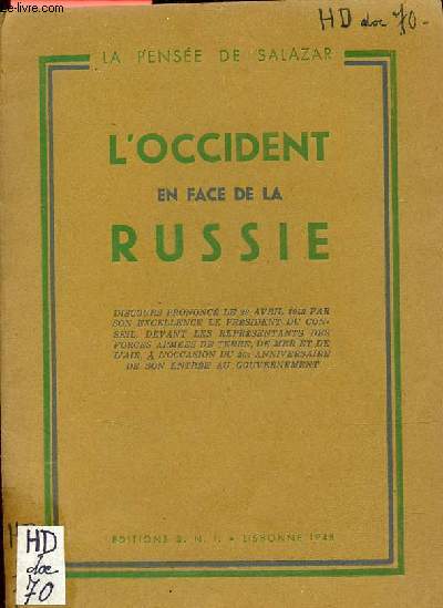 L'Occident en face de la Russie - La pense de Salazar.