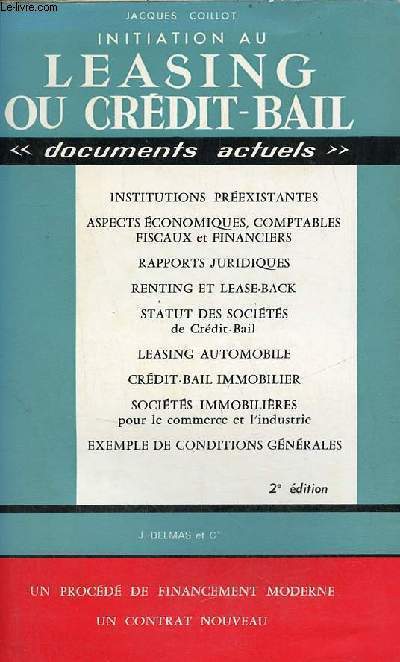 Initiation au leasing ou crdit-bail - Collection documents actuels.