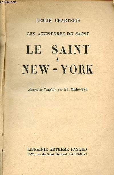 Les aventures du saint - Le saint  New-York.