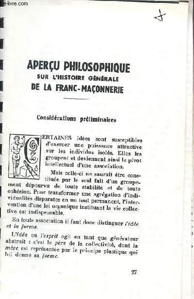 Aperu philosophique sur l'histoire gnrale de la Franc-Maonnerie - photocopie.