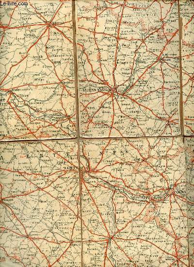 Une carte toil en couleurs : Carte routire pour cyclistes & automobiles du centre de la France section Sud-Ouest - n16 - carte d'environ 95 x 77 cm.