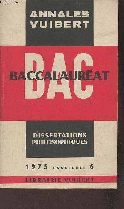Annales du Baccalaurat : Fascicule 6 - Anne 1975