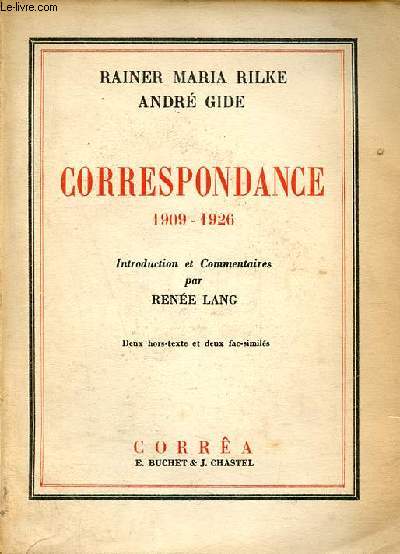 Correspondance 1909-1926 - Envoi de Rene Lang.