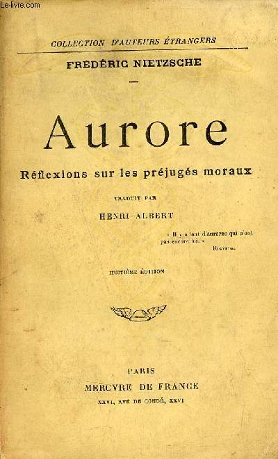 Aurore réflexions sur les préjugés moraux - Collection d'auteurs étrangers - 8e édition.