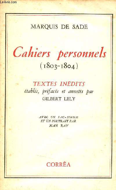 Cahiers personnels (1803-1804).