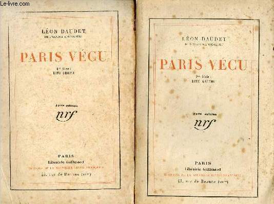 Paris vcu - 2 volumes - 1re srie : Rive droite + 2me srie : Rive gauche.