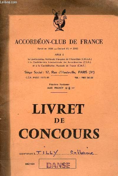 Livret de concours - Accordon-club de France section danse.