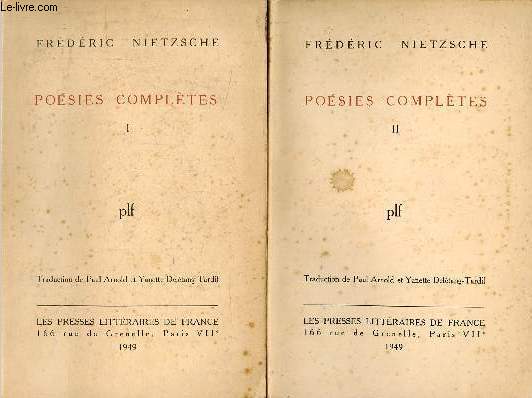 Posies compltes - En deux tomes - Tomes 1 + 2 - Envoi de la traductrice Yanette Deltang-Tardif.