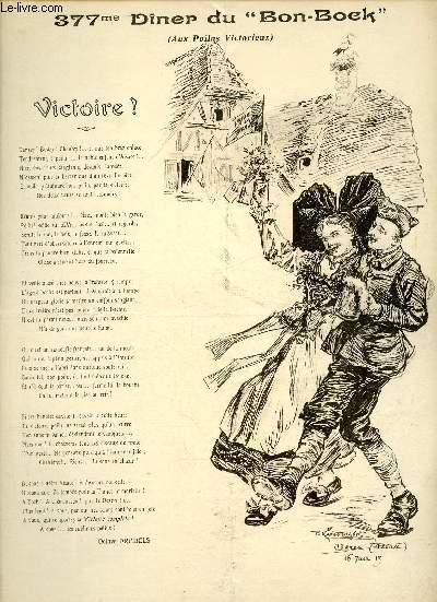 Un programme du 377me diner du Bon Bock de 1919.