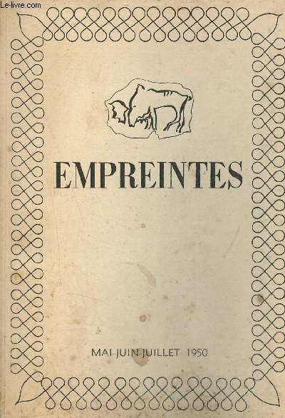 Empreintes n7/8 mai-juin-juillet 1950 - Jean Cocteau - Exemplaire n1807/3400 sur velin.
