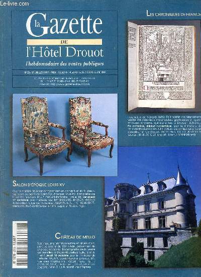 La Gazette de l'Hôtel Drouot l'hebdomadaire des ventes publiques n°28 11 juillet 1997 - Les ventes prochaines - les ventes futures - bulletin des ventes - comptes rendus - la gazette des arts plastiqus et décoratifs - les expositions etc.
