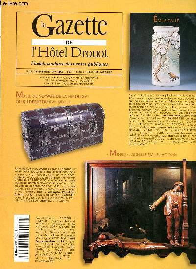 La Gazette de l'Htel Drouot l'hebdomadaire des ventes publiques n34 26 septembre 1997 - Un sicle de photographies - archologie de la Msopotamie  l'empire romain - Csar vedette d'une runion d'art contemporain - des poupes de toutes sortes etc.