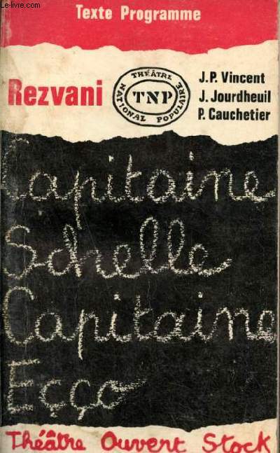 Capitaine Schelle Capitaine Eo - Texte programme - Collection thtre ouvert.