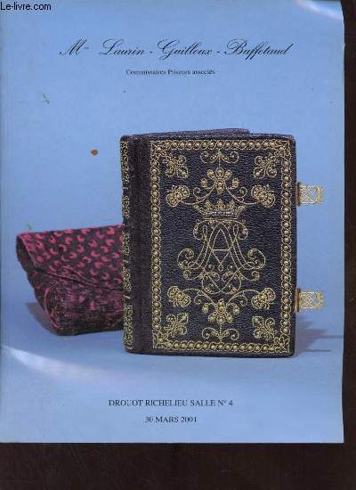 Catalogue de ventes aux enchres - Livres anciens et modernes manuscrits - Drouot Richelieu vente du vendredi 30 mars 2001.