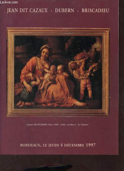 Catalogue de ventes aux enchres - Vente aprs succession du Compt de P... et vente judiciaire (jugement du tribunal de commerce de Bordeaux) - Jeudi 4 dcembre 1997  Bordeaux.