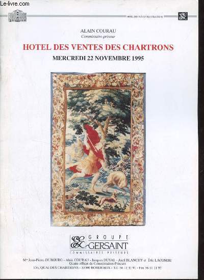 Catalogue de ventes aux enchres - Mobilier du chteau de Montbrun en Limousin - Mercredi 22 novembre 1995 - Hotel des ventes des Chartrons.