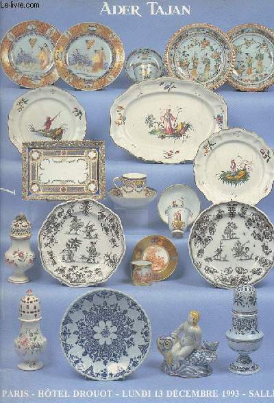 Catalogue de ventes aux enchres - Collection de Mme N.P... et divers amateurs importante documentation sur la cramique les arts dcoratifs et la gravure faences et porcelaines principalement du XVIIIe sicle - Paris Htel Drouot lundi 13 dcembre 1993.