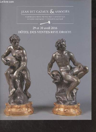 Catalogue de ventes aux enchres - Provenant d'un htel particulier bordelais aprs successions tutelle X... et  divers - Htel des ventes rive droite Bordeaux - 29 et 30 avril 2016.
