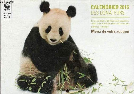 Calendrier des donateurs d'IFAW de 2015.