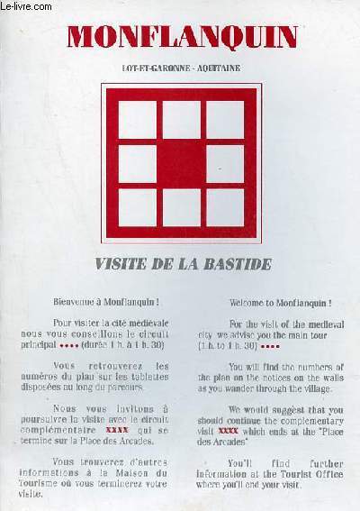 Plaquette Monflanquin Lot-et-Garonne Aquitaine visite de la bastide.