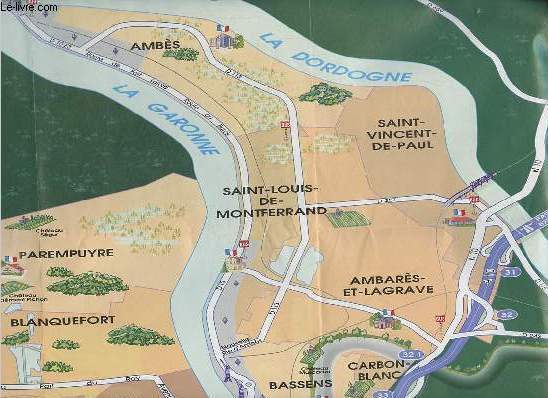 Un plan dpliant en couleur Bordeaux Mtropole, grands axes, grands quipement - carte d'environ 91.5 x 61 cm.