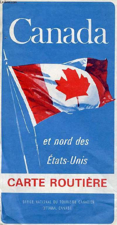Une carte routire dpliante en couleur Canada et nord des Etats Unis - carte d'environ 97 x 70 cm.
