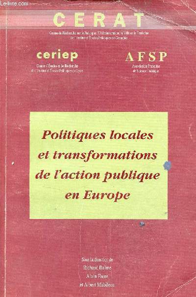 Politiques locales et transformations de l'action publique en Europe - Cerat - Ceriep - Afsp.