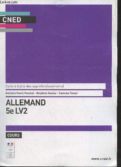 Cned cycle 4 (cycle des approfondissements) Allemand 5e LV2 cours.