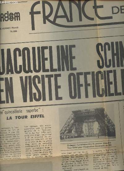 France dernire - Jacqueline Schneeberger en visite officielle  Paris - une quincaillerie superbe la tour eiffel - l'arc de triomphe et la plus belle avenue au monde - la place des vosges - le louvre - la place de la bastille -  Montmartre etc.