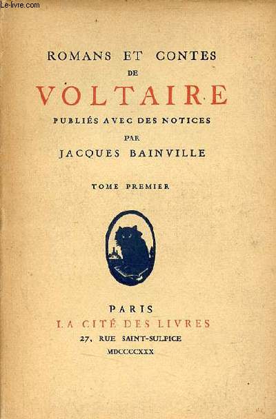 Romans et contes de Voltaire - Tome premier - Collection nouvelle bibliothque classique.