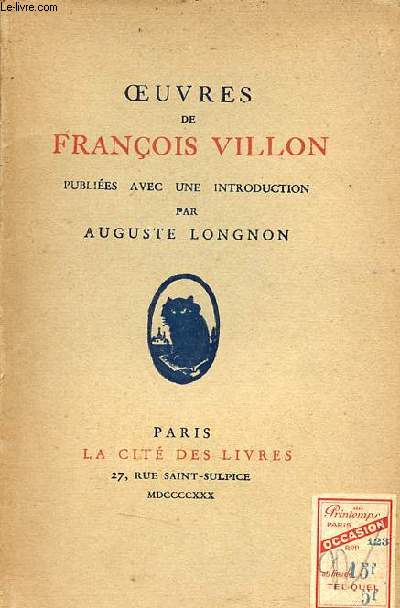 Oeuvres de Franois Villon - Collection nouvelle bibliothque classique.