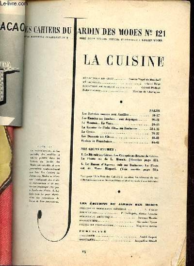 Les cahiers du jardin des modes n121 - Les entres comme aux antilles - les entres au jambon aux asperges - le mouton le veau - la cuisine de plein air au barbecue - le citron - les desserts au citron - fraises et framboises.