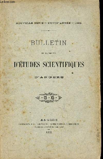 Bulletin de la socit d'tudes scientifiques d'Angers nouvelle srie XXVIIIe anne 1898 - Diagnoses prliminaires d'espces nouvelles d'acariens plumicoles, additions et corrections  la sous famille des analgsins par Dr E.Trouessart etc.