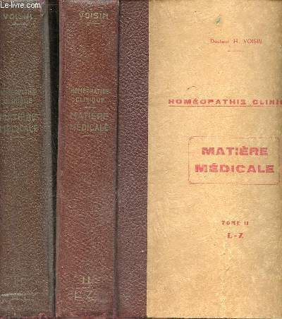 Homopathie c linique matire mdicale - en 2 tomes - Tomes 1 + 2 - Tome 1 : A-L - Tome 2 : L-Z.