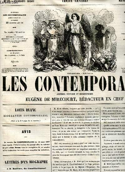 Les contemporains journal critique et biographique n29 premire anne mardi 21 juillet 1857 - Lettres d'un biographe  M.Boniface du constitutionnel - une rose  cent feuilles - corbeille aux gazettes - petite correspondance - salon de 1857 lettres etc.