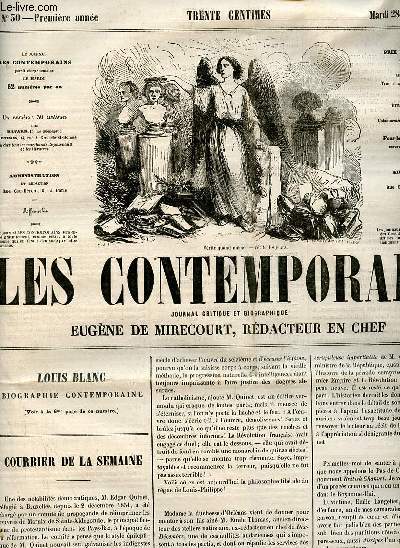 Les contemporains journal critique et biographique n30 premire anne mardi 28 juillet 1857 - Courrier de la semaine - guerre de crime souvenirs et anecdotes - corbeille aux gazettes - le jsuitisme et le chevalier Jourdan de la Manche etc.