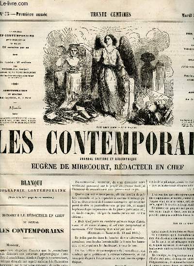 Les contemporains journal critique et biographique n33 premire anne mardi 18 aot 1857 - A monsieur le rdacteur en chef du journal les contemporains - rforme du journalisme - corbeille aux gazettes - une hroine au XIXe sicle etc.