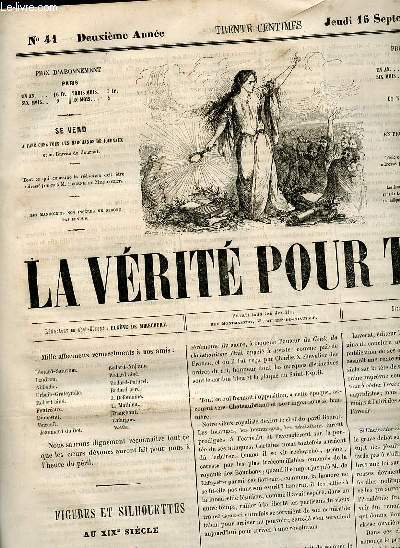 La vrit pour tous n41 deuxime anne jeudi 16 septembre 1858 - Chateaubriand (suite et fin) - causerie sur les sciences et l'industrie le moineau franc - les charlatans humanitaires - chos de la semaine - les filles de l'air - un ballet etc.