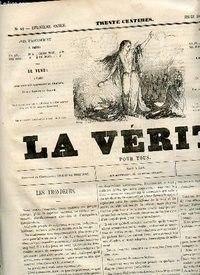 La vrit pour tous n42 deuxime anne jeudi 23 septembre 1858 - Les frondeurs - le financier Prost - chos de la semaine - bibliographie - essence et caractre du disme moderne - correspondance - le Vicomte d'Arlincourt - fantaisies rhabilitation etc.