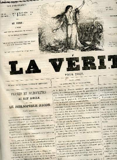 La vrit pour tous n43 deuxime anne jeudi 30 septembre 1858 - Le Bibliophile Jacob (Paul Lacroix) - cours d'pe dans l'eau - chos de la semaine - la demoiselle du comptoir - un peu de tout - Rienzi ou la rpublique chrtienne (suite).
