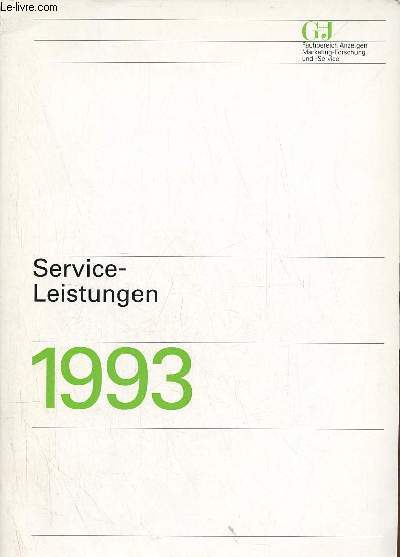 Fachbereich anzeigen marketing forschung und service - Service-Leistungen 1993.