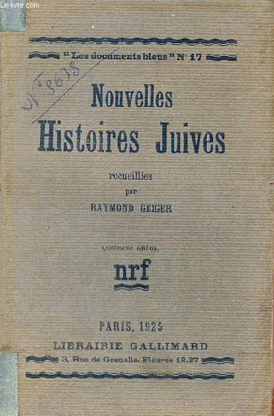 Nouvelles histoires juives - Collection les documents bleus n17 - 4e dition.