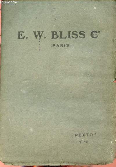 Catalogue E.W.Bliss Co Paris - Pexto n10.